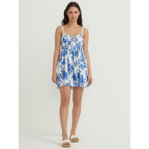 NWT ALTAR'D STATE Mini Dress XXL White Floral Scalloped Eyelet Boho‎ Chic Resort